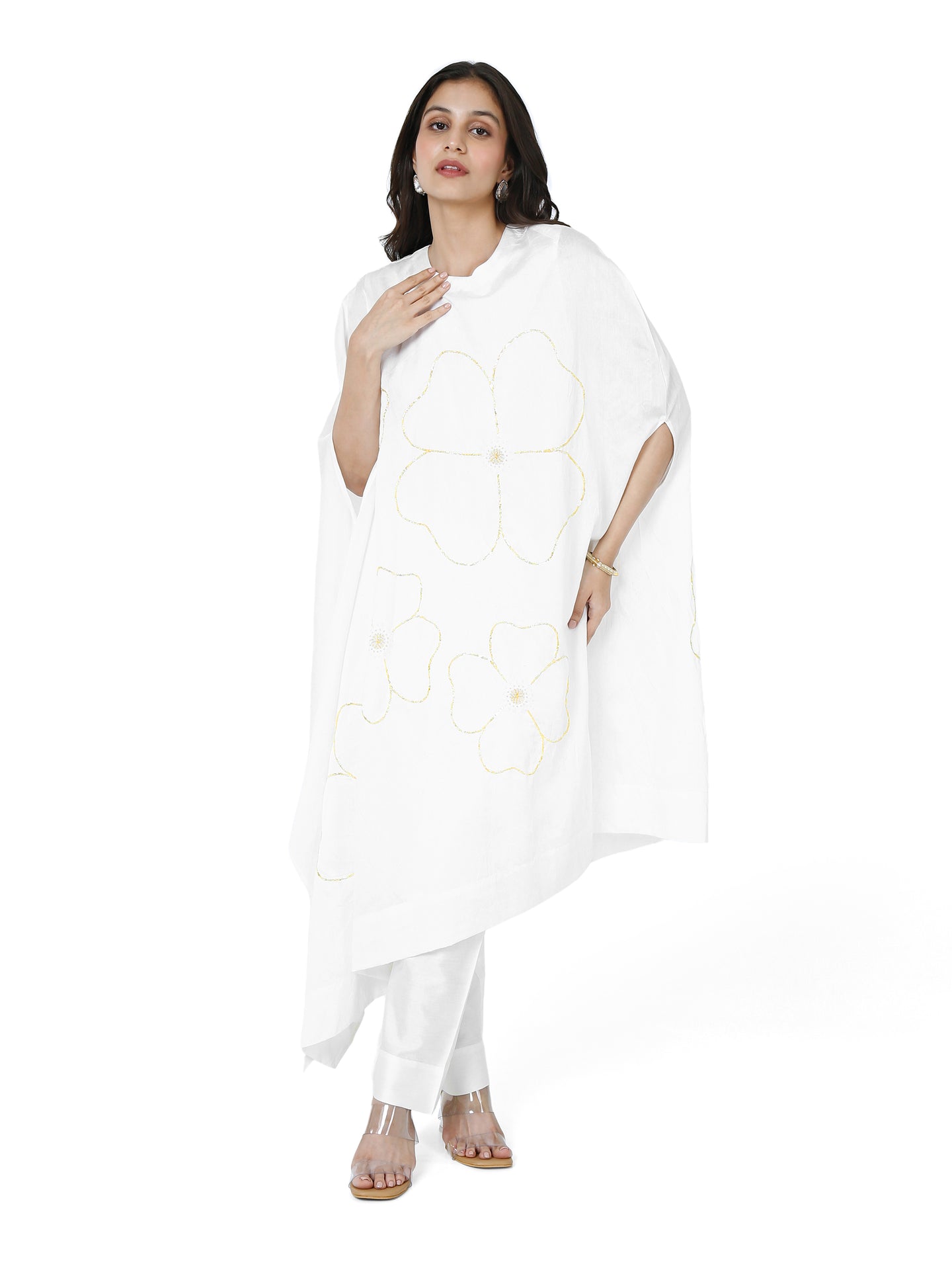 White Cape Kurta Set