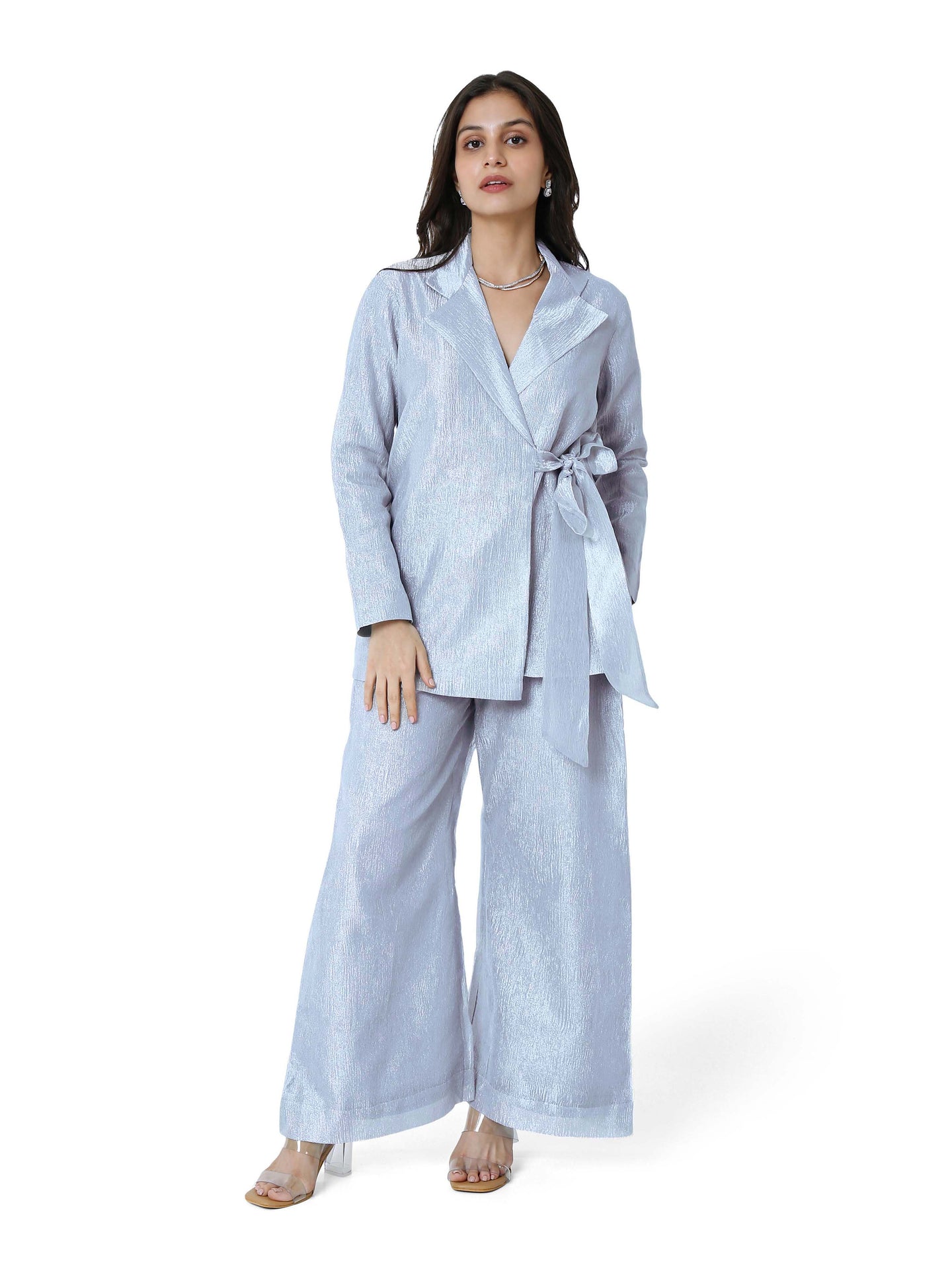 Silver Tissue Pant Suit