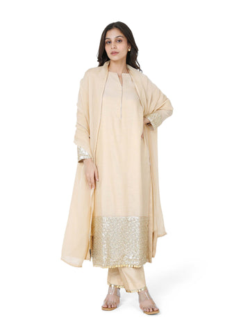 Gold Tissue Straight Kurta Set