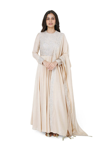 Gold Back Cut Anarkali With Dupatta