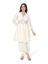 Load image into Gallery viewer, Champagne Layered Kurta Set With Rose Belt
