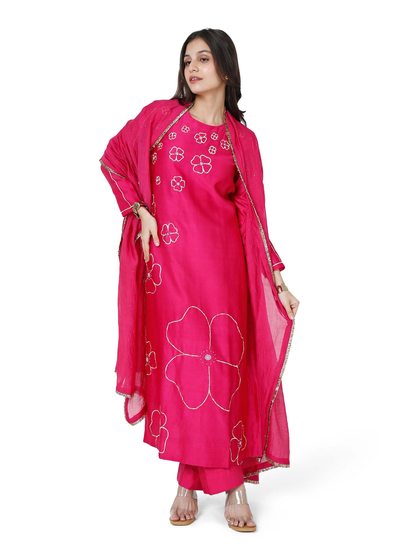 Hot Pink Pita Straight Kurta Set