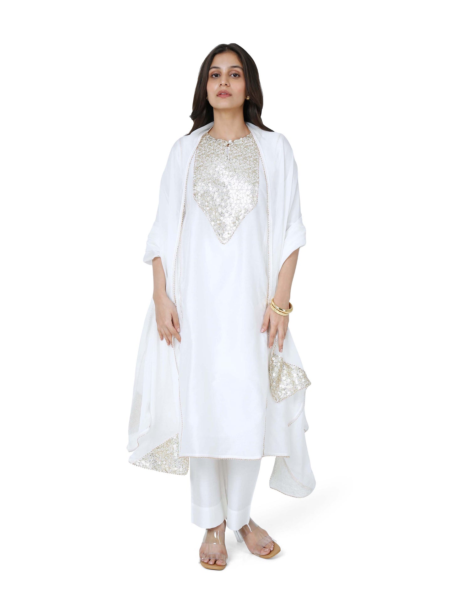 White Kali Kurta Set