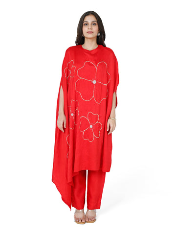 Red Cape Kurta Set