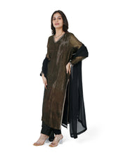 Load image into Gallery viewer, Black Tissue Straight Kurta Set
