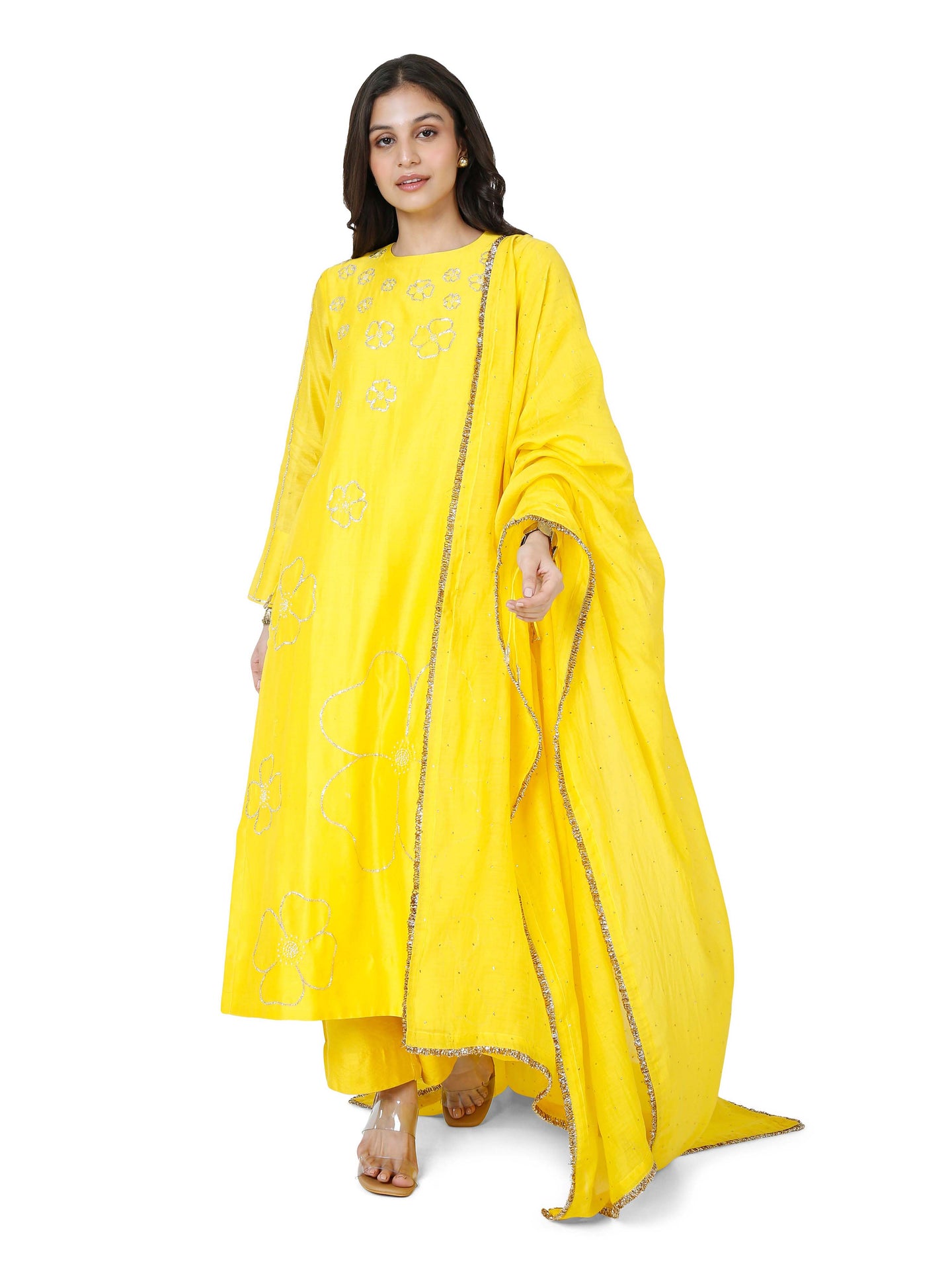 Yellow Pita Straight Kurta Set