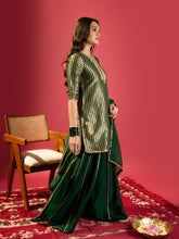 Load image into Gallery viewer, Bottle Green Barfi Kurta Palazzo Set
