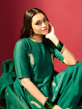 Load image into Gallery viewer, Rama Green Keri Butta Kurta Palazzo With Jaal Dupatta
