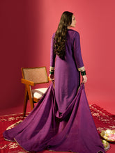 Load image into Gallery viewer, Deep Purple Square Yoke Kurta Set
