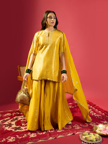 Mustard Barfi Kurta Palazzo Set