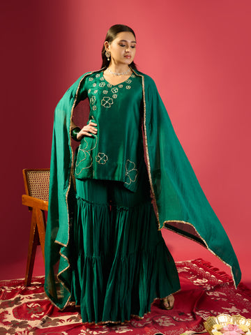 Rama Green Kurta With Garara Set