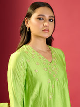 Load image into Gallery viewer, Parrot Green Kali Kurta Set
