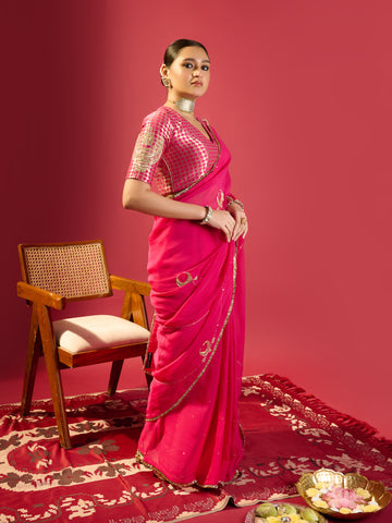 Rani Chand Jaal Saree With Barfi Chand Blouse