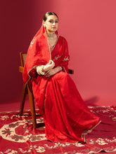 Load image into Gallery viewer, Red Chand Jaal Saree With Barfi Chand Blouse
