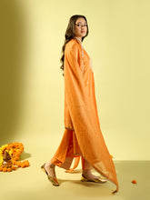 Load image into Gallery viewer, Orange Straight Long Kurta Set
