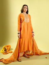 Load image into Gallery viewer, Orange Straight Long Kurta Set
