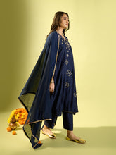 Load image into Gallery viewer, Navy Blue Kali Kurta Set
