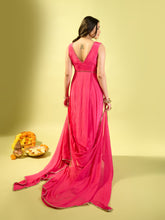 Load image into Gallery viewer, Hot Pink Box Pleat Dress With Dupatta
