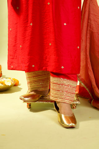 Red Straight Long Kurta Set