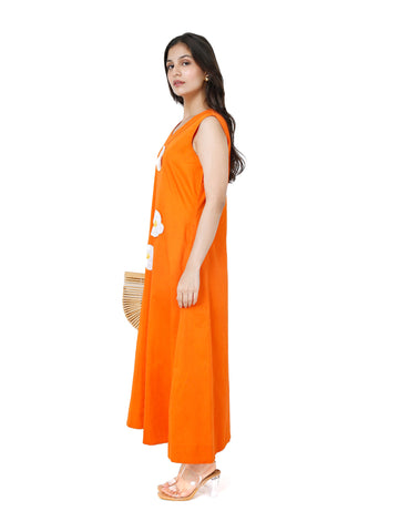 Orange Sleeveless Long Dress