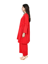 Load image into Gallery viewer, Red Short Kurta With Pant Set
