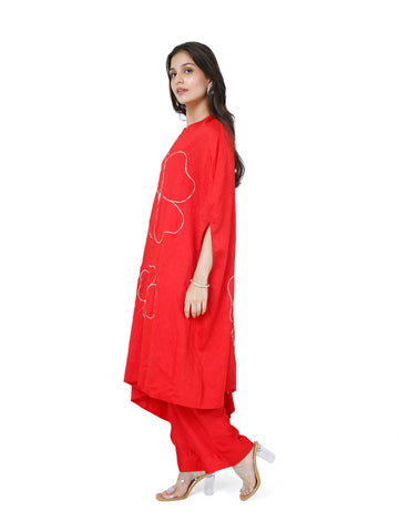 Red Cape Kurta Set