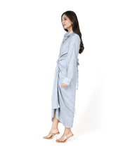 Load image into Gallery viewer, Grey Self Drape Skirt With Shirt
