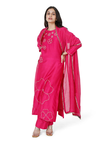 Hot Pink Pita Straight Kurta Set