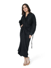 Load image into Gallery viewer, Black Self Drape Skirt With Shirt
