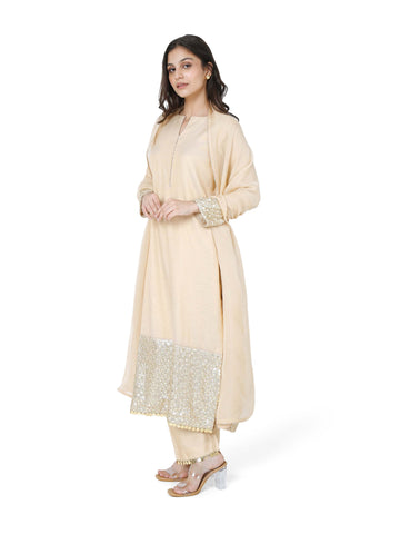 Gold Tissue Straight Kurta Set