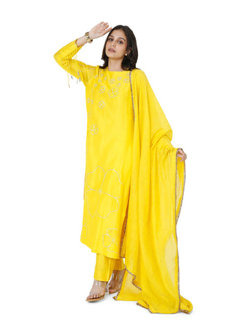 Yellow Pita Straight Kurta Set