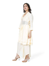 Load image into Gallery viewer, Champagne Layered Kurta Set With Rose Belt
