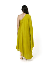 Load image into Gallery viewer, Parrot Green One Shoulder Dress
