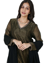 Load image into Gallery viewer, Black Tissue Straight Kurta Set
