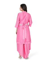 Load image into Gallery viewer, Pink Layered Kurta Set With Rose Belt
