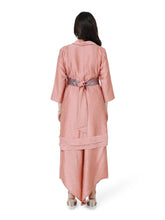 Load image into Gallery viewer, Dusty Peach Layered Kurta Set With Rose Belt
