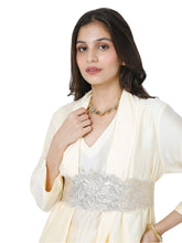 Load image into Gallery viewer, Champagne Layered Kurta Set With Rose Belt
