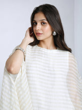 Load image into Gallery viewer, White Striped Tissue Cape Set
