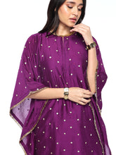 Load image into Gallery viewer, Deep Purple Short Kaftan And Garara Set
