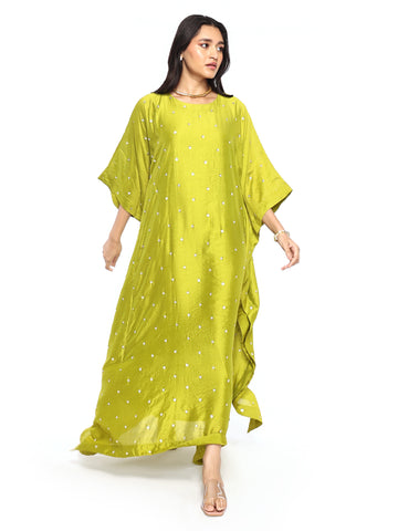 Parrot Green Mogra Kaftan