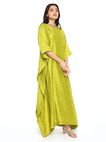 Parrot Green Mogra Kaftan