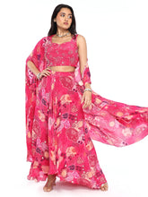 Load image into Gallery viewer, Pink Dhoti Skirt With Bustier &amp; Cape
