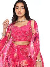 Load image into Gallery viewer, Pink Dhoti Skirt With Bustier &amp; Cape
