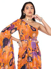 Load image into Gallery viewer, Orange One Shoulder Dress
