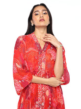 Load image into Gallery viewer, Red Layered Kaftan With Pant
