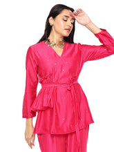 Load image into Gallery viewer, Hot Pink Side Gather Co-ord Set
