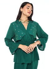 Load image into Gallery viewer, Green Floral Trench Set
