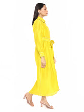 Load image into Gallery viewer, Mustard Tie Up Dress
