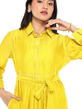 Load image into Gallery viewer, Mustard Tie Up Dress
