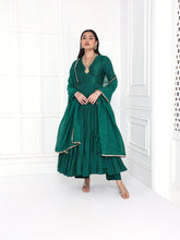 Load image into Gallery viewer, Rama Green Layered Anarkali Set
